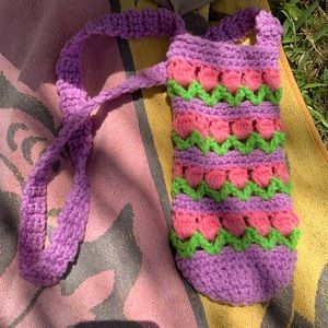 Tulip print water bottle holder, off the shoulder bag, water bottle bag, tulips